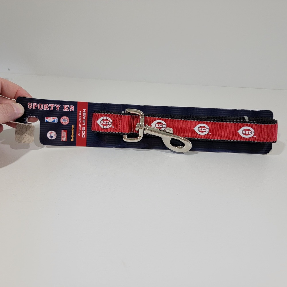 Sporty K9 Cincinnati Reds MLB Reflective Dog Leash Red Black 6 Foot NEW